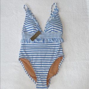 J Crew ruffle plunging 1 pc swimsuit